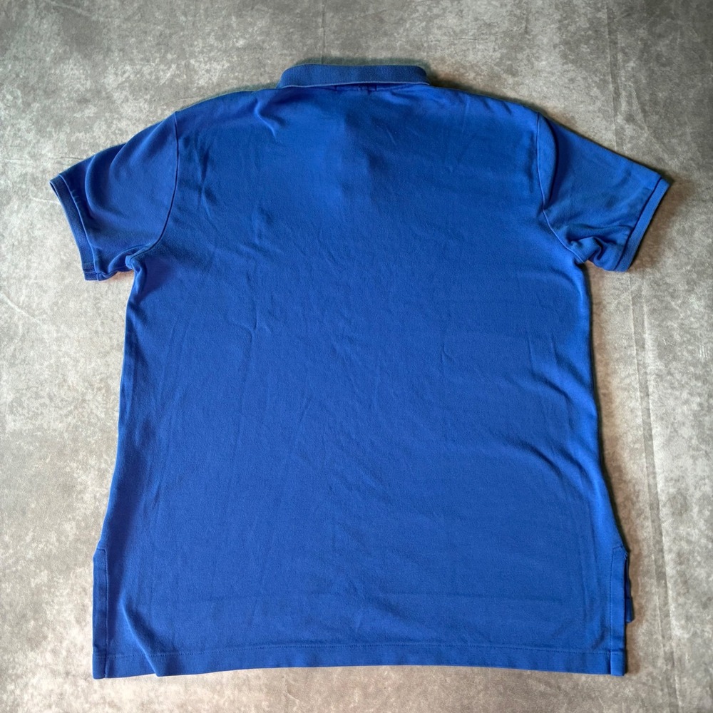 Vintage Polo Ralph Lauren Mens Custom Fit Blue Mesh Polo Shirt Lime Green Pony M - Picture 4 of 7